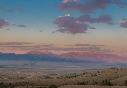 A sunset view of the Madison Mountain Range neat Ennis, Montana and the Beaverhead-Deerlodge National Forest