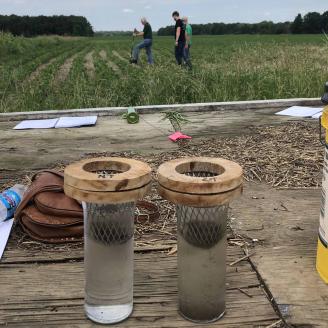 Slake test demonstration at soil health field day.