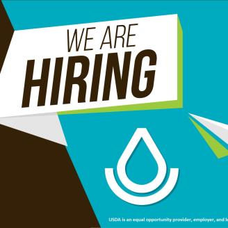 Banner image with We are hiring text and NRCS raindrop logo