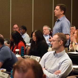 Risk Management Agency 2024 Supervisors and Managers Conference in Kansas City, MO, April 23-25.
Margarito Hinojosa, Compliance, Discussing Issues impacting RMA
Photo by USDA/Sean Patrick