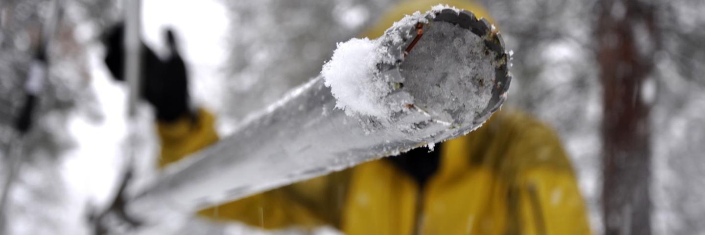 Close up of tool used to measure snow pack