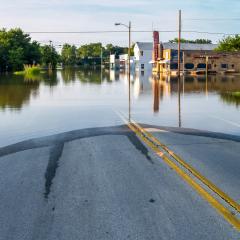 Flooding in a small town