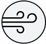 black line icon of air blowing