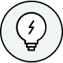 black line icon of lightbulb